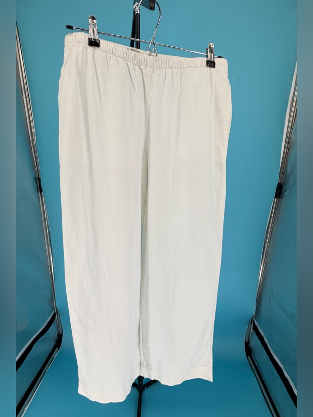 a new day Women’s White Linen Wide Leg Pull-On Pants (Size S) NWT
